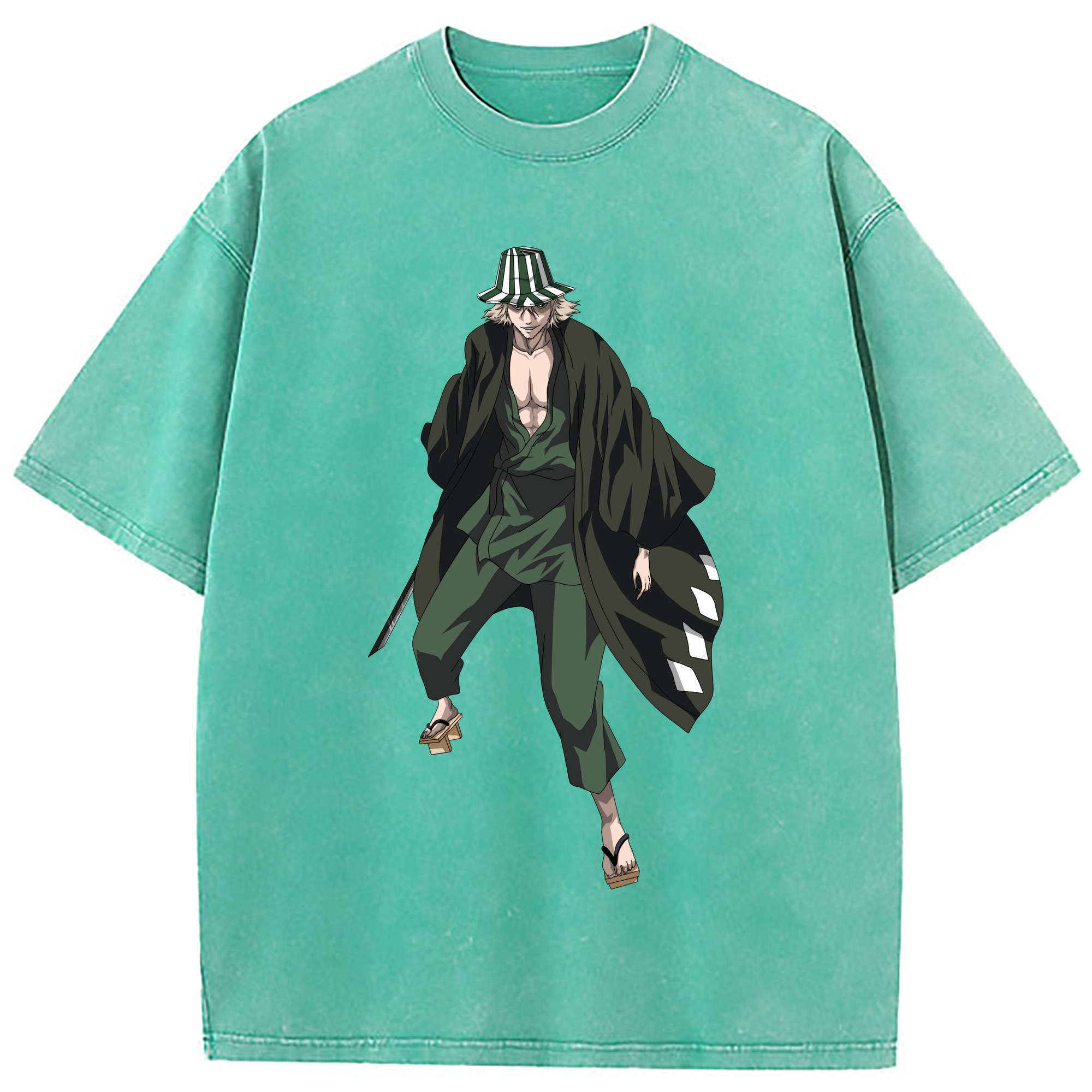 （画像用） "ブリーチ 浦原 喜助（うらはら きすけ） BLEACH Urahara Kisuke " 綿100% ヴィンテージ風 半袖Tシャツ（フロントプリント）